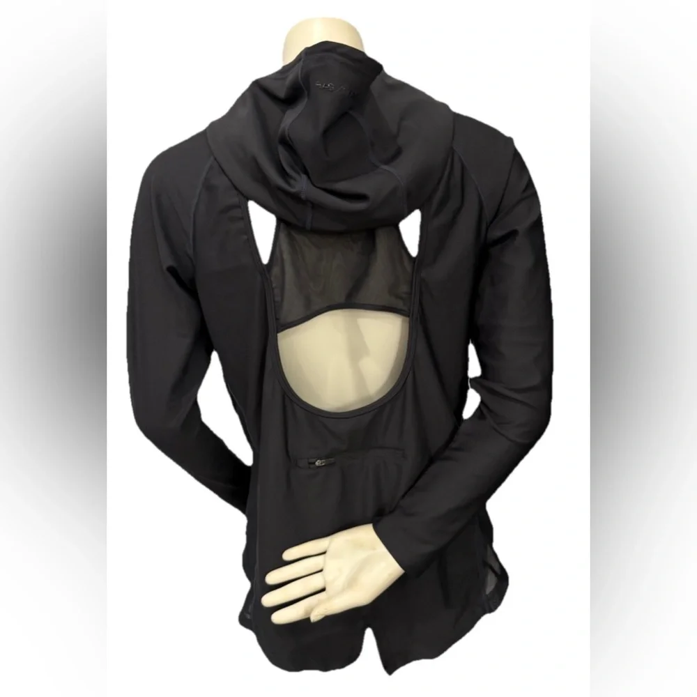 Flag Nor Fail Open Back Athletic Hoodie • Women’s Small • Black Zip Jacket